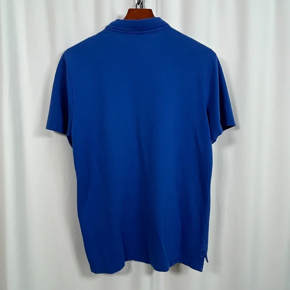 Nike Dri-Fit Golf Polo Men's Large Stretch Blue w Tiny Black Geometric Triangles